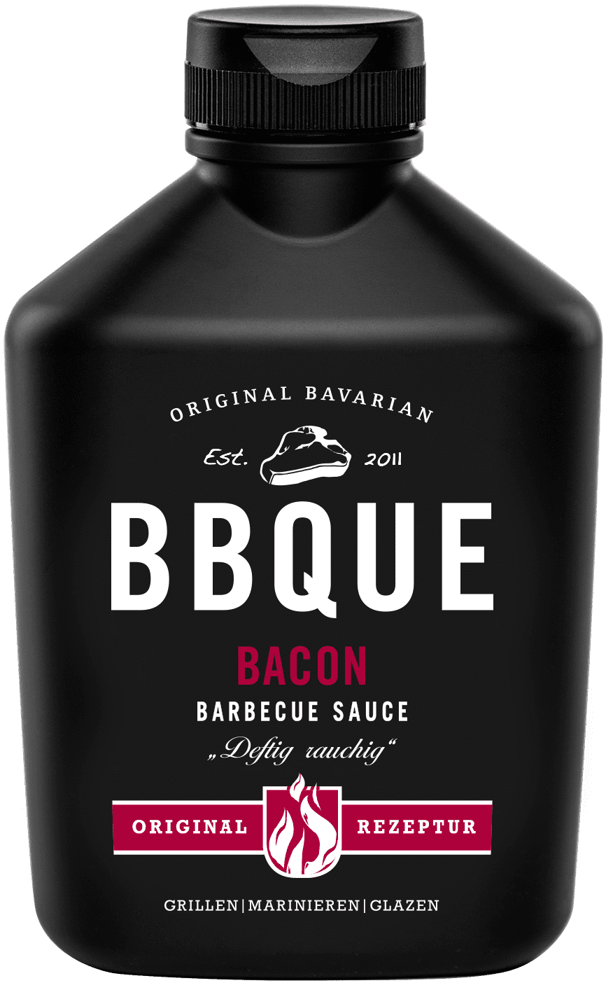 BBQUE Bacon Sauce in der schwarzen Flasche