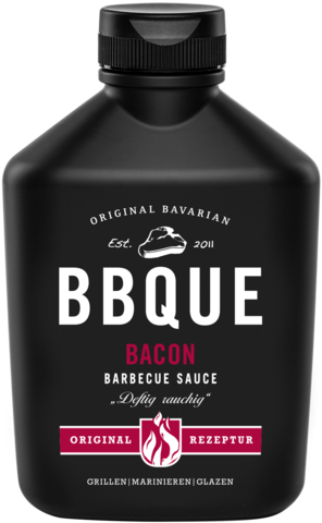 BBQUE Bacon Sauce in der schwarzen Flasche