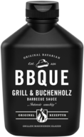 BBQUE Grill & Buchenholz Sauce in der schwarzen Flasche