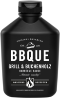 BBQUE Grill & Buchenholz Sauce in der schwarzen Flasche