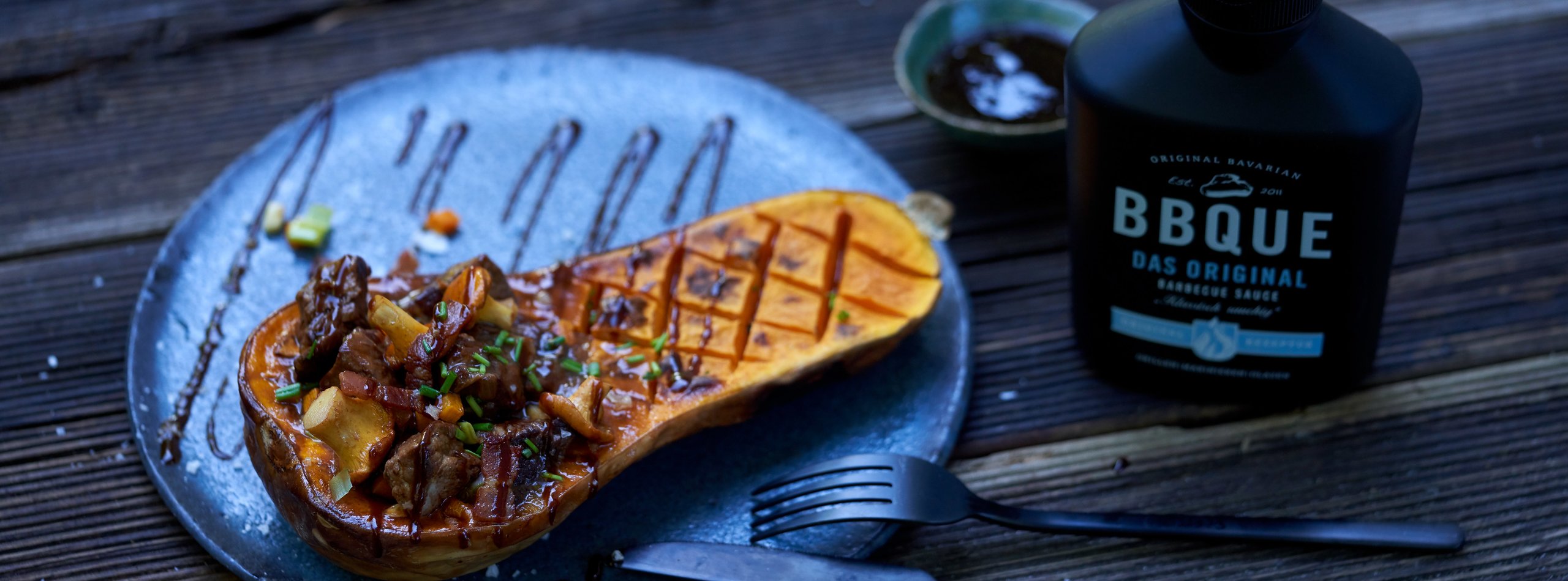 Rehragout mit Pfifferlingen im Butternut Kürbis